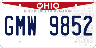 OH license plate GMW9852