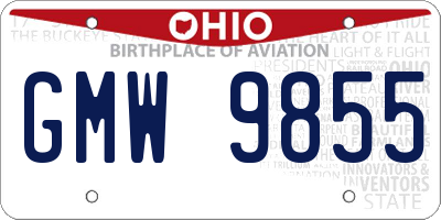 OH license plate GMW9855
