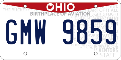 OH license plate GMW9859