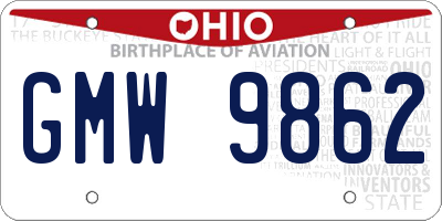 OH license plate GMW9862