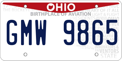 OH license plate GMW9865