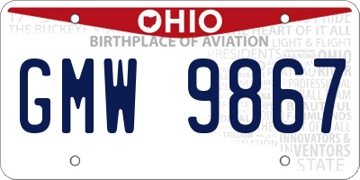 OH license plate GMW9867