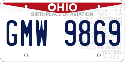 OH license plate GMW9869
