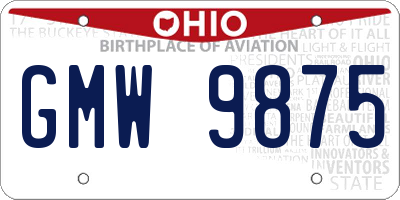 OH license plate GMW9875
