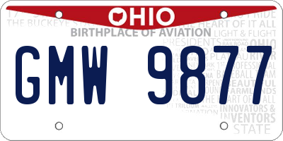 OH license plate GMW9877