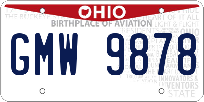 OH license plate GMW9878