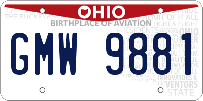 OH license plate GMW9881