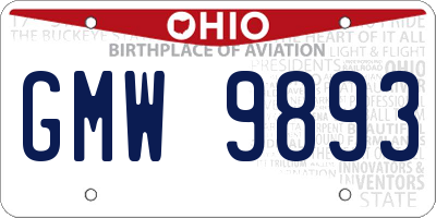 OH license plate GMW9893