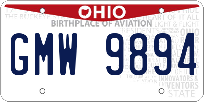 OH license plate GMW9894