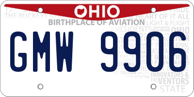 OH license plate GMW9906