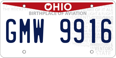 OH license plate GMW9916