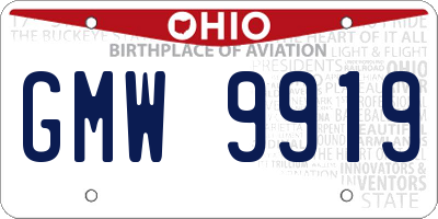 OH license plate GMW9919