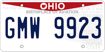 OH license plate GMW9923