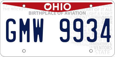 OH license plate GMW9934