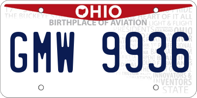 OH license plate GMW9936
