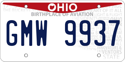 OH license plate GMW9937