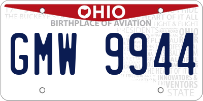 OH license plate GMW9944