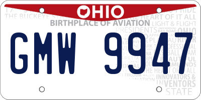 OH license plate GMW9947
