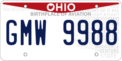OH license plate GMW9988
