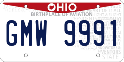 OH license plate GMW9991