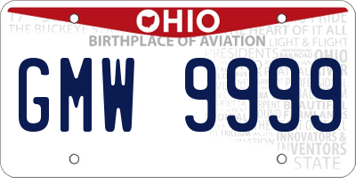 OH license plate GMW9999