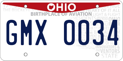 OH license plate GMX0034