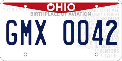 OH license plate GMX0042