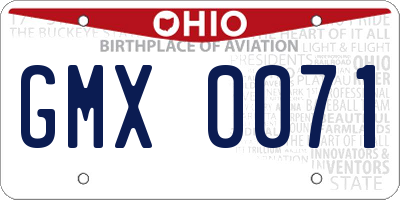 OH license plate GMX0071