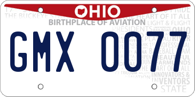 OH license plate GMX0077
