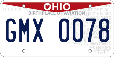 OH license plate GMX0078