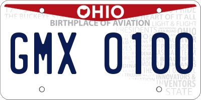 OH license plate GMX0100