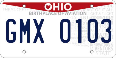 OH license plate GMX0103