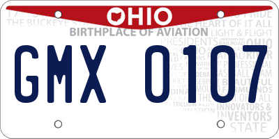OH license plate GMX0107
