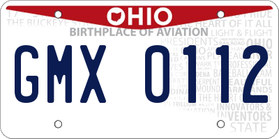 OH license plate GMX0112
