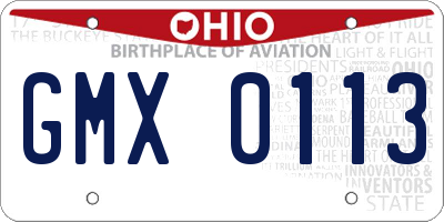 OH license plate GMX0113