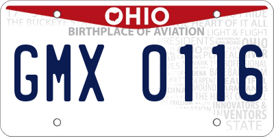 OH license plate GMX0116