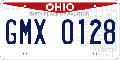 OH license plate GMX0128