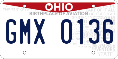 OH license plate GMX0136