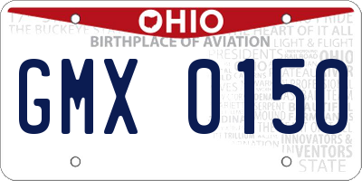 OH license plate GMX0150