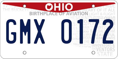 OH license plate GMX0172