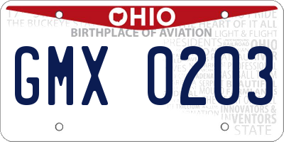 OH license plate GMX0203
