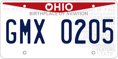 OH license plate GMX0205