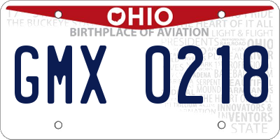 OH license plate GMX0218