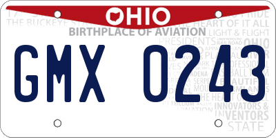 OH license plate GMX0243