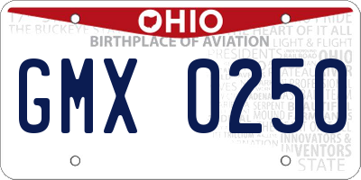 OH license plate GMX0250