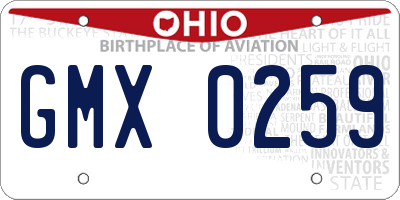 OH license plate GMX0259
