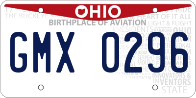 OH license plate GMX0296