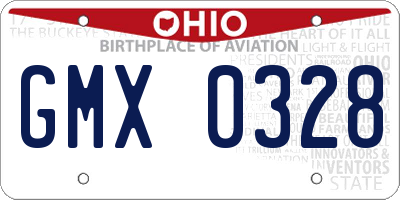 OH license plate GMX0328