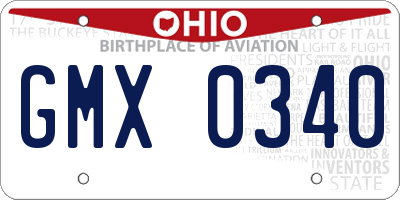 OH license plate GMX0340
