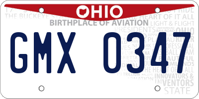 OH license plate GMX0347